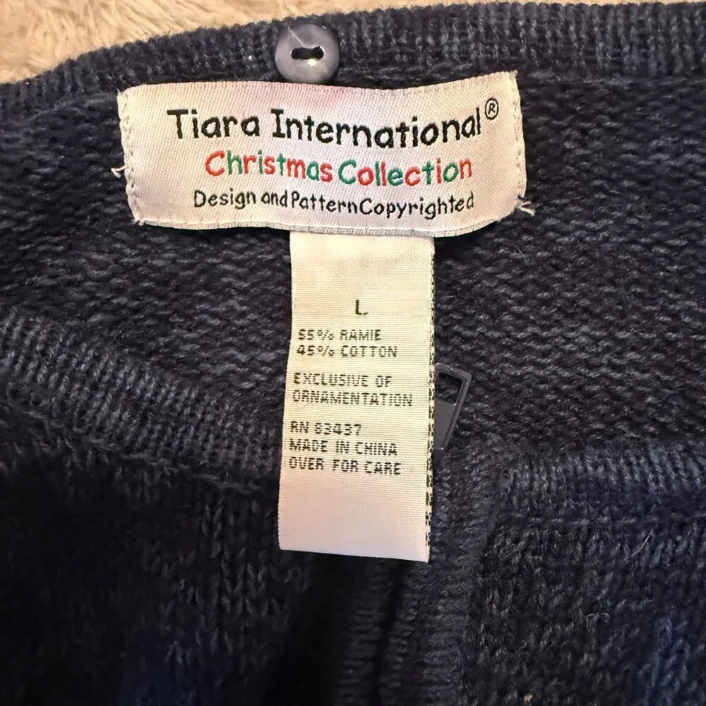 VINTAGE  Blue Christmas Sweater | Singing Reindeer & Festive Lights | Tiara - Picture 3 of 10